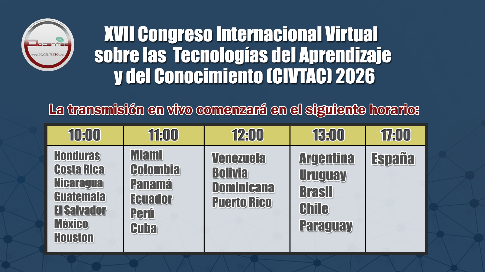 Horario internacional del XVII CIVTAC 2026