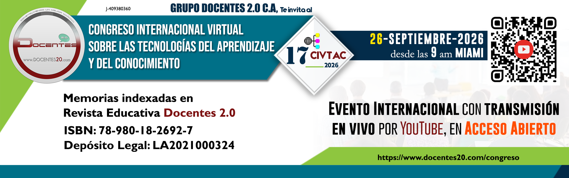 XVII CIVTAC 2026, Congreso Internacional Virtual sobre las Tecnologías del Aprendizaje y del Conocimiento