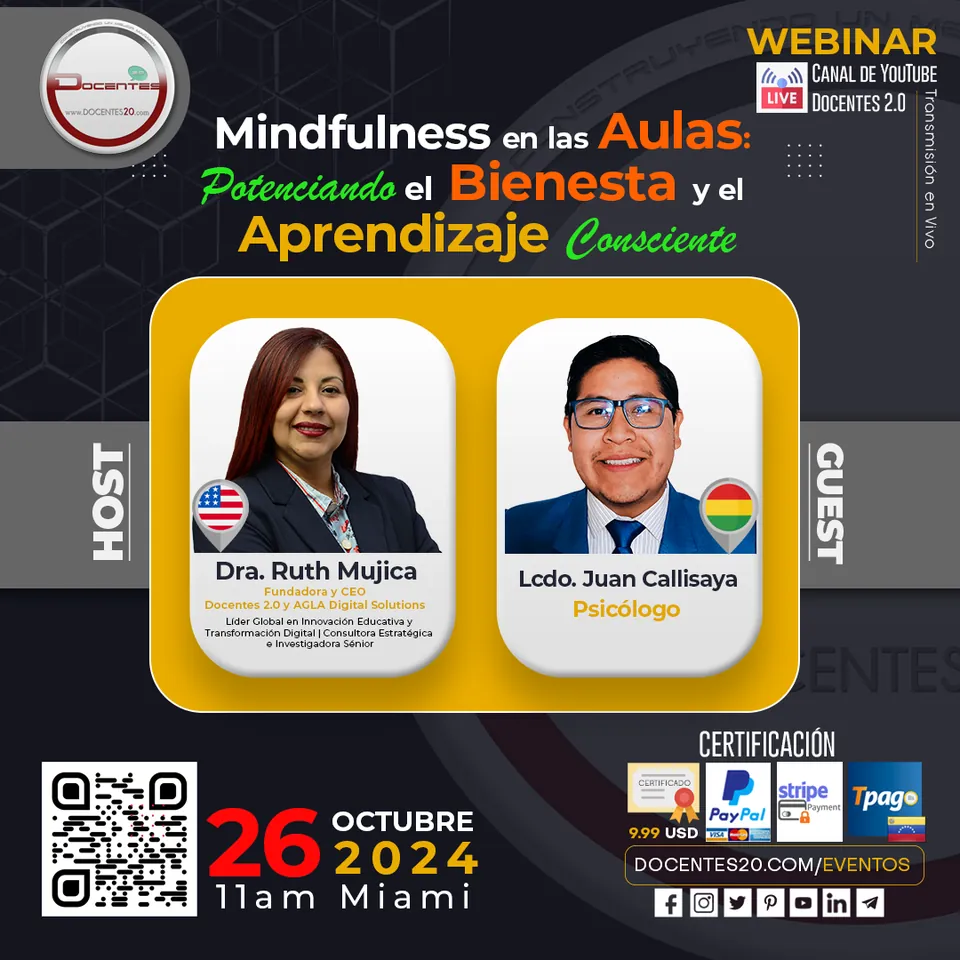 Flyer del webinar Sobre mindfulness en las aulas: potenciando el bienestar