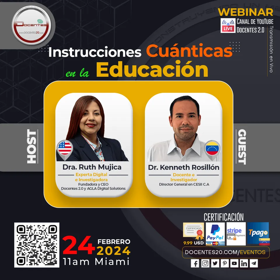 Flyer del webinar Instrucciones cuánticas en la educación