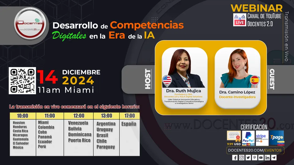 Flyer del webinar Sobre desarrollo de competencias digitales en la era de la IA: preparando a los educadores para el futuro del e-learning