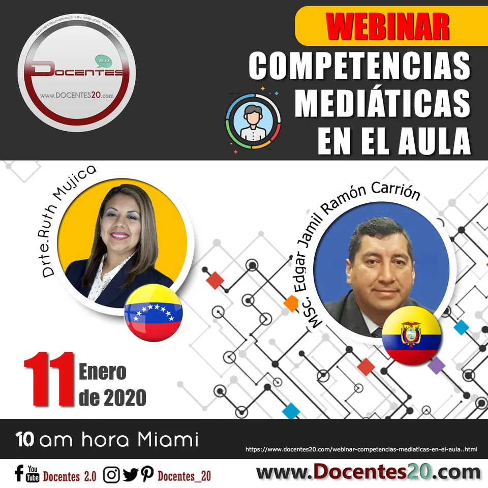 Flyer del webinar Competencias mediáticas en el aula