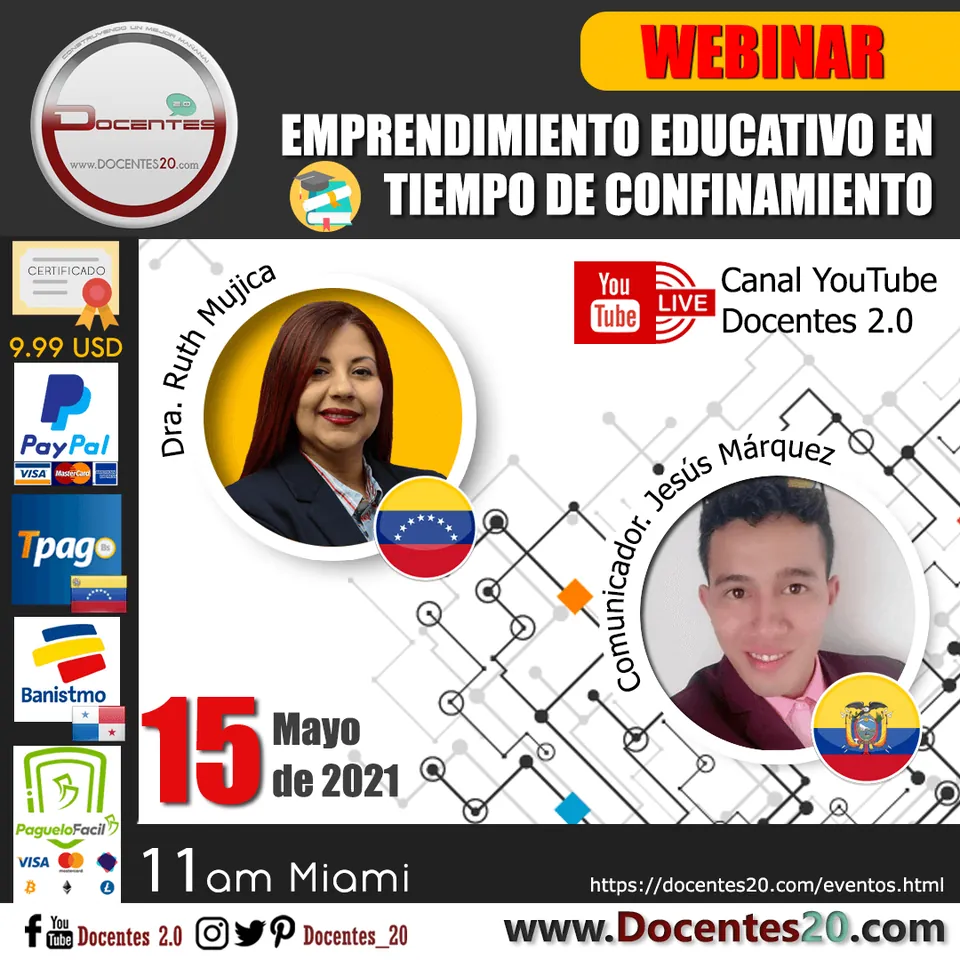 Flyer del webinar Emprendimiento educativo en tiempo de confinamiento