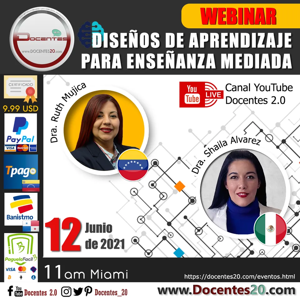 Flyer del webinar Diseños de aprendizaje para enseñanza mediada