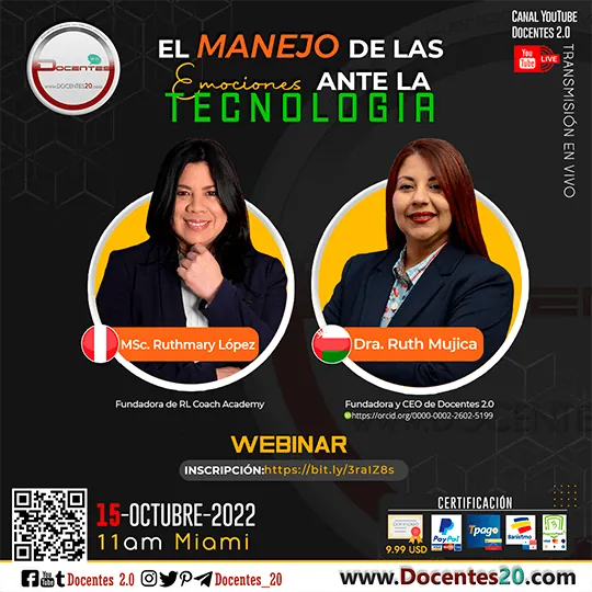 Flyer del webinar El manejo de las emociones ante la tecnología