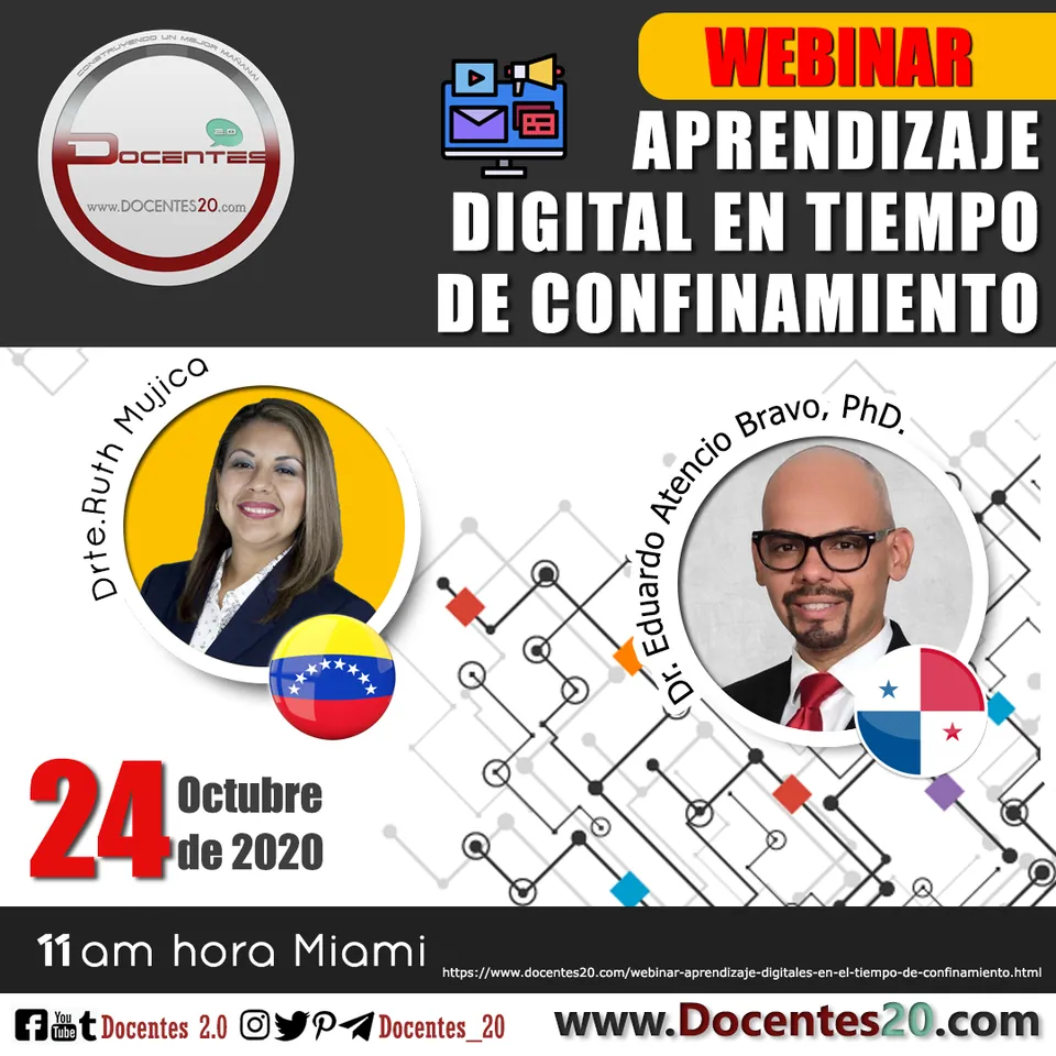 Flyer del webinar Aprendizaje digital en tiempo de confinamiento