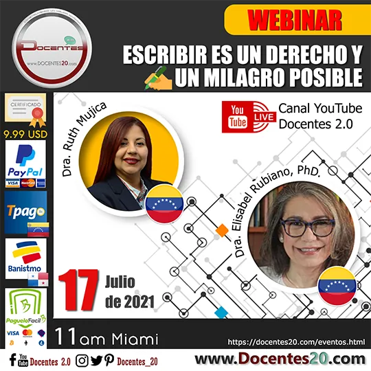 Flyer del webinar Escribir es un derecho y un milagro posible