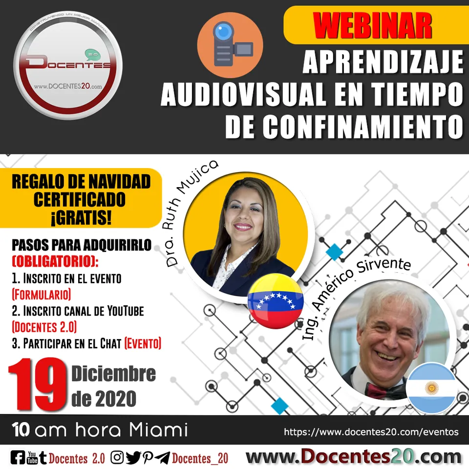 Flyer del webinar Aprendizaje audiovisual en tiempo de confinamiento
