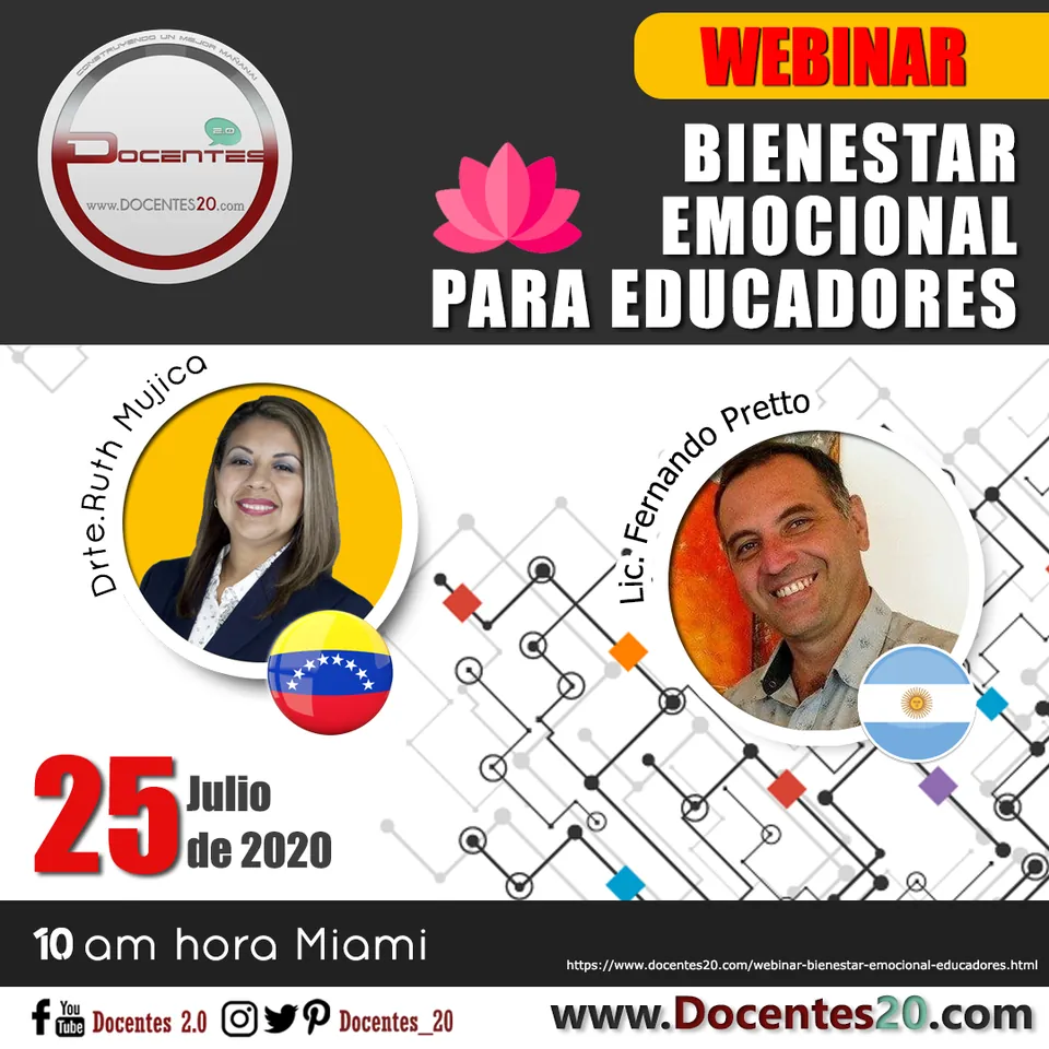 Flyer del webinar Bienestar emocional para educadores