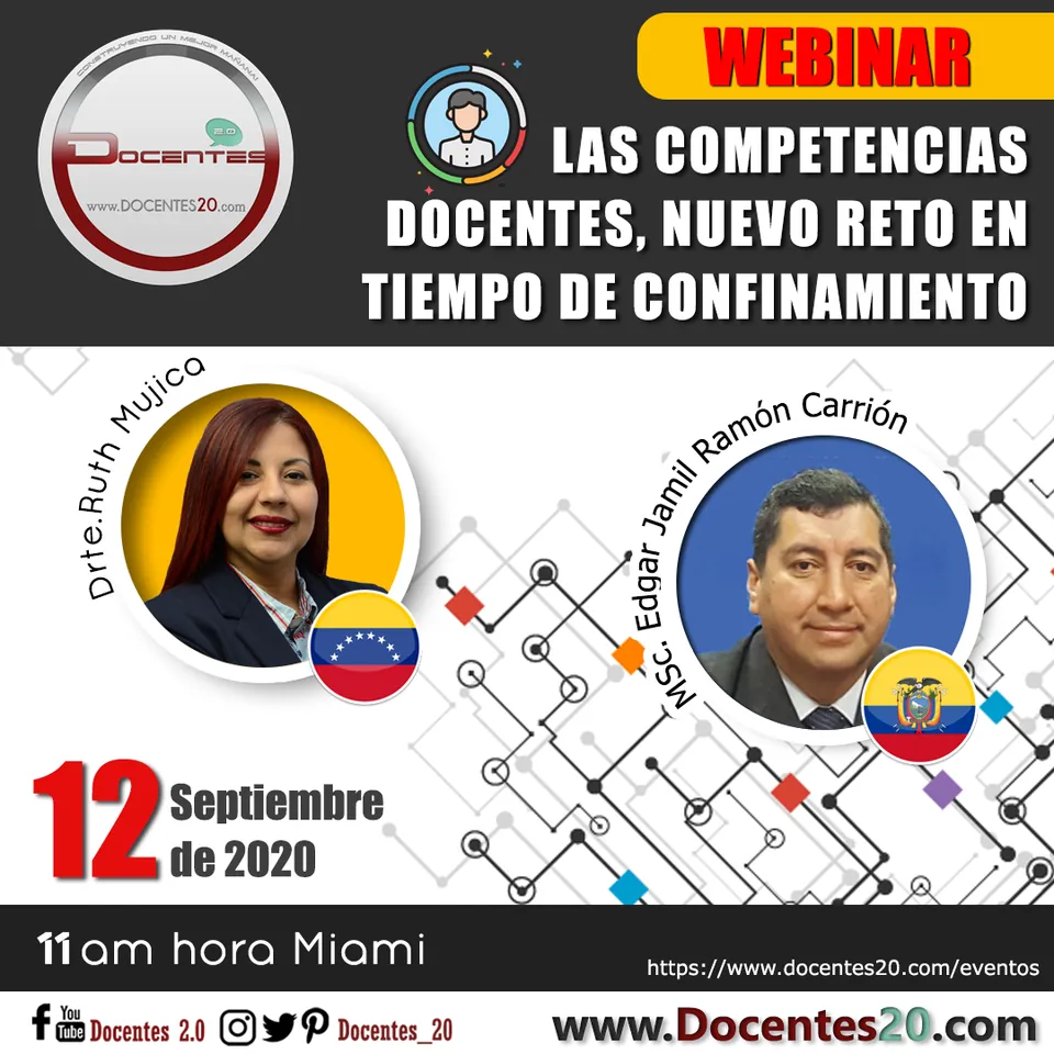 Flyer del webinar Las competencias docentes, nuevo reto en tiempo de confinamiento