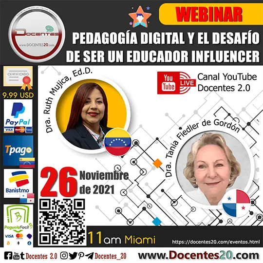 Flyer del webinar Pedagogía digital y el desafío de ser un educador influencer