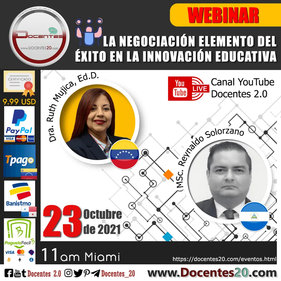 Flyer del webinar La negociación elemento del éxito en la innovación educativa