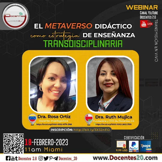 Flyer del webinar El metaverso didáctico como estrategia de enseñanza transdisciplinaria