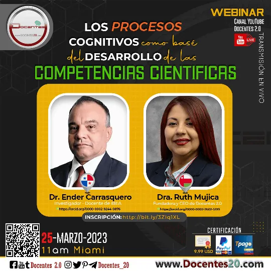 Flyer del webinar Los procesos cognitivos como basé del desarrollo de las competencias científicas