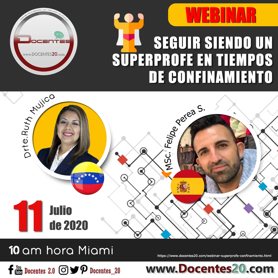Flyer del webinar Seguir siendo un superprofe en tiempos de confinamiento